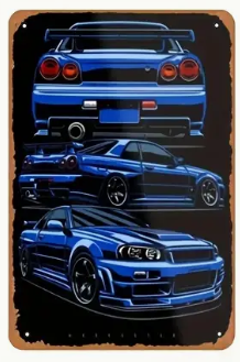 R34 Skyline Metal Tin Sign